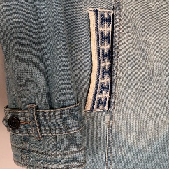 Free People Distressed Denim & Sherpa Jacket Size Small - Picture 11 of 13